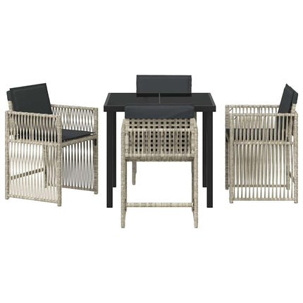 Trädgårdsmöbelset 5 pcs Ljusgrå Pulverlackerat stål
