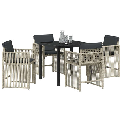 Trädgårdsmöbelset 5 pcs Ljusgrå Pulverlackerat stål