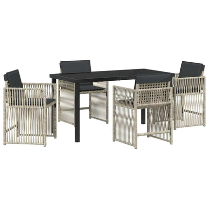 Trädgårdsmöbelset 5 pcs Ljusgrå Pulverlackerat stål