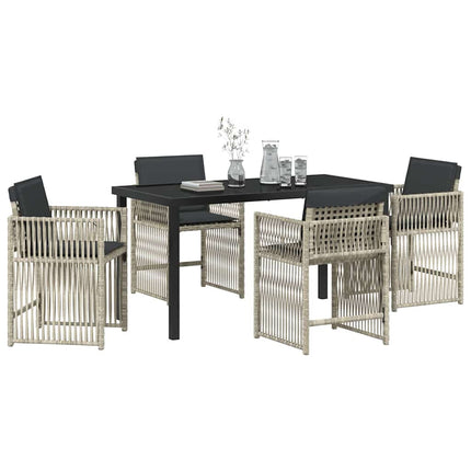 Trädgårdsmöbelset 5 pcs Ljusgrå Pulverlackerat stål