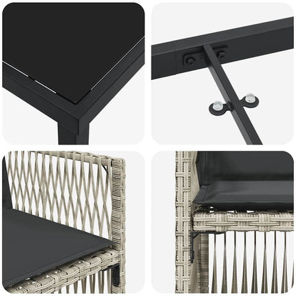 Trädgårdsmöbelset 5 pcs Ljusgrå Pulverlackerat stål