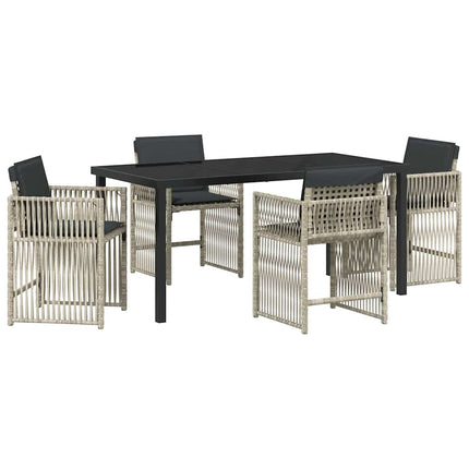 Trädgårdsmöbelset 5 pcs Ljusgrå Pulverlackerat stål
