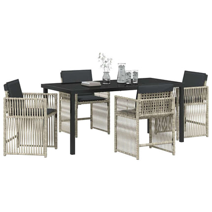 Trädgårdsmöbelset 5 pcs Ljusgrå Pulverlackerat stål