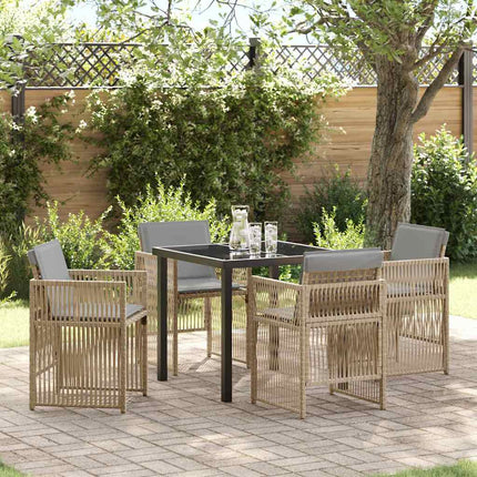 Trädgårdsmöbelset 5 pcs Beige Pulverlackerat stål