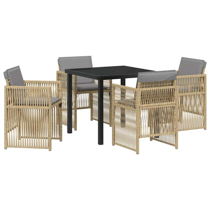 Trädgårdsmöbelset 5 pcs Beige Pulverlackerat stål