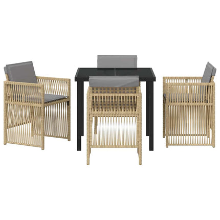 Trädgårdsmöbelset 5 pcs Beige Pulverlackerat stål