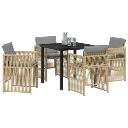 Trädgårdsmöbelset 5 pcs Beige Pulverlackerat stål