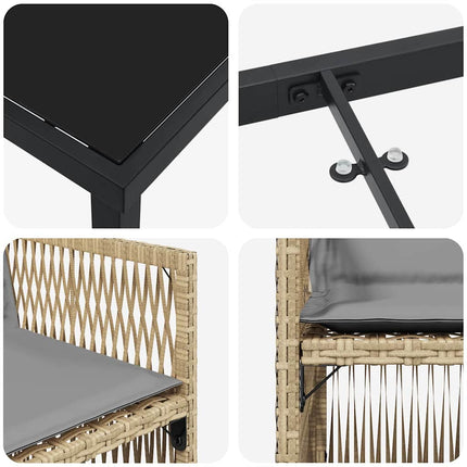 Trädgårdsmöbelset 5 pcs Beige Pulverlackerat stål