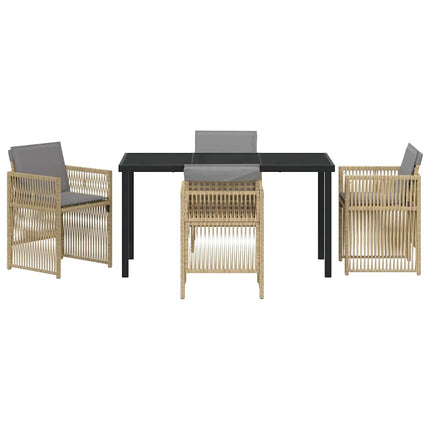 Trädgårdsmöbelset 5 pcs Beige Pulverlackerat stål