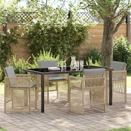 Trädgårdsmöbelset 5 pcs Beige Pulverlackerat stål