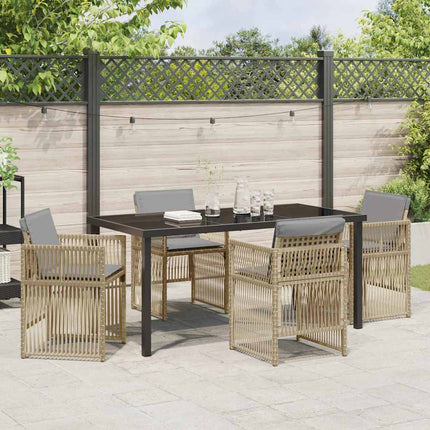Trädgårdsmöbelset 5 pcs Beige Pulverlackerat stål
