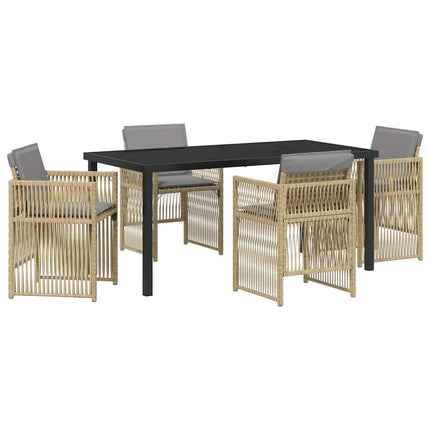 Trädgårdsmöbelset 5 pcs Beige Pulverlackerat stål