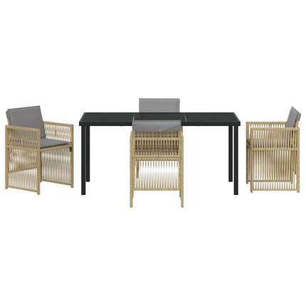 Trädgårdsmöbelset 5 pcs Beige Pulverlackerat stål