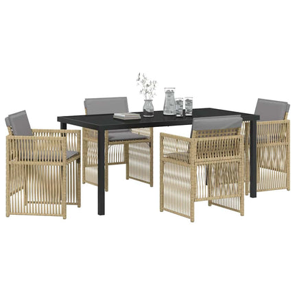 Trädgårdsmöbelset 5 pcs Beige Pulverlackerat stål
