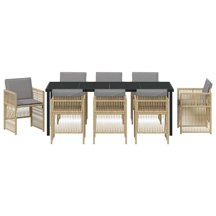 Trädgårdsmöbelset 9 pcs Beige Pulverlackerat stål