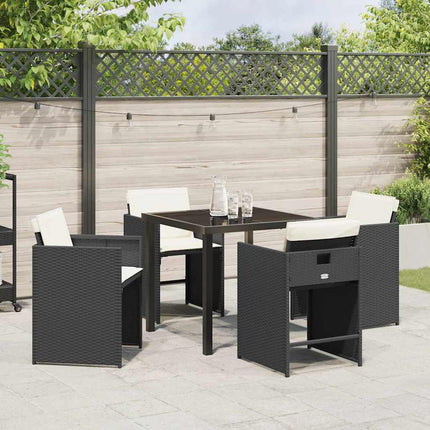 Trädgårdsmöbelset 5 pcs Svart konstrotting