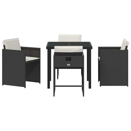 Trädgårdsmöbelset 5 pcs Svart konstrotting