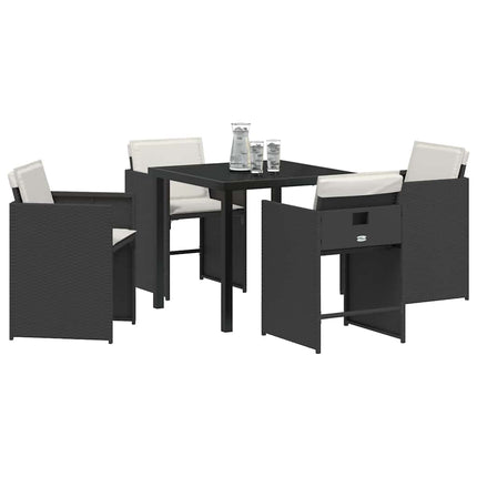 Trädgårdsmöbelset 5 pcs Svart konstrotting