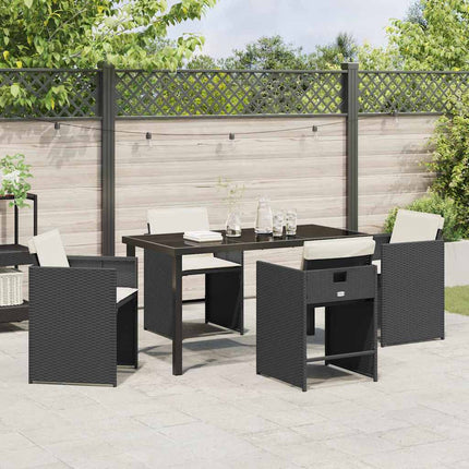Trädgårdsmöbelset 5 pcs Svart konstrotting
