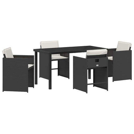 Trädgårdsmöbelset 5 pcs Svart konstrotting