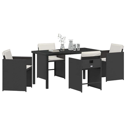 Trädgårdsmöbelset 5 pcs Svart konstrotting