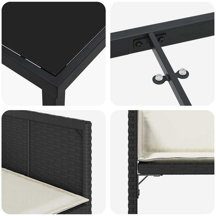 Trädgårdsmöbelset 5 pcs Svart konstrotting