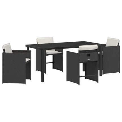Trädgårdsmöbelset 5 pcs Svart konstrotting