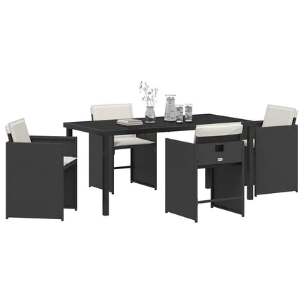 Trädgårdsmöbelset 5 pcs Svart konstrotting
