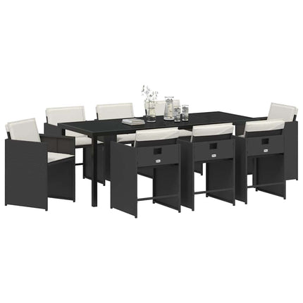 Trädgårdsmöbelset 9 pcs Svart konstrotting