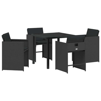 Trädgårdsmöbelset 5 pcs Svart konstrotting