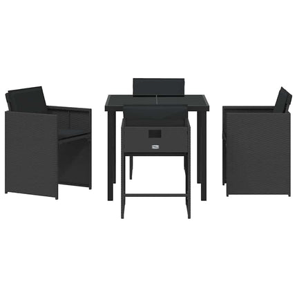 Trädgårdsmöbelset 5 pcs Svart konstrotting