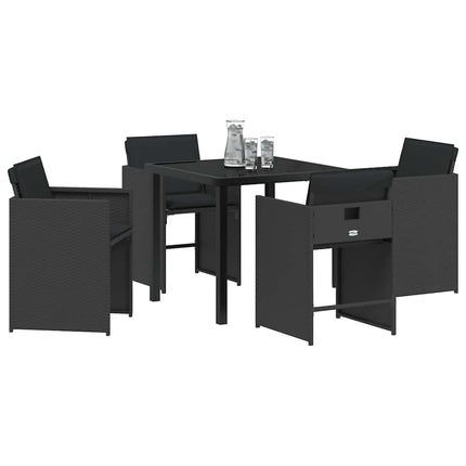 Trädgårdsmöbelset 5 pcs Svart konstrotting
