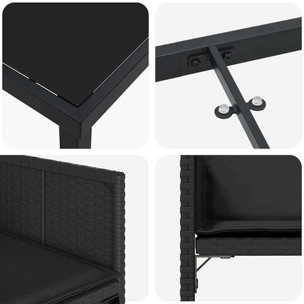 Trädgårdsmöbelset 5 pcs Svart konstrotting