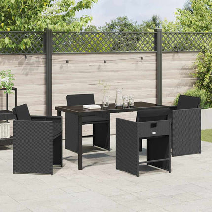 Trädgårdsmöbelset 5 pcs Svart konstrotting