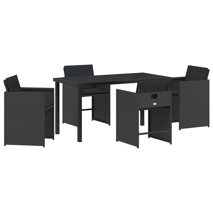 Trädgårdsmöbelset 5 pcs Svart konstrotting