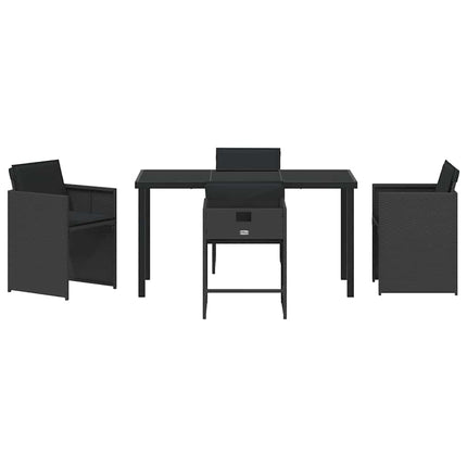 Trädgårdsmöbelset 5 pcs Svart konstrotting