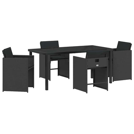 Trädgårdsmöbelset 5 pcs Svart konstrotting