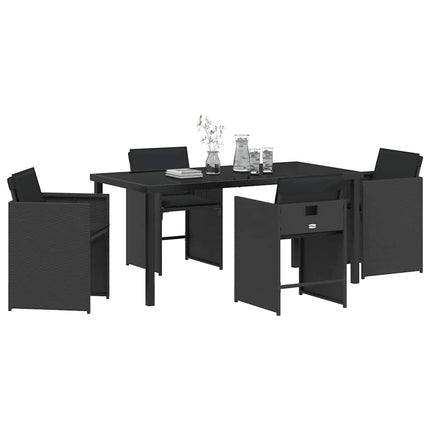 Trädgårdsmöbelset 5 pcs Svart konstrotting