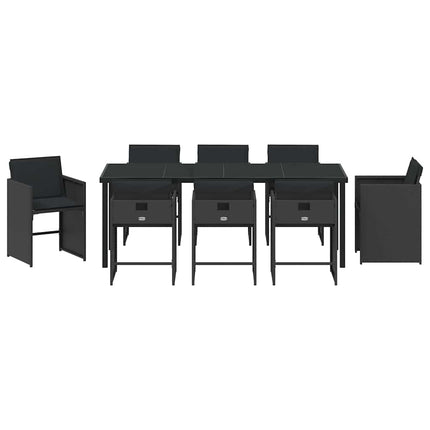 Trädgårdsmöbelset 9 pcs Svart konstrotting