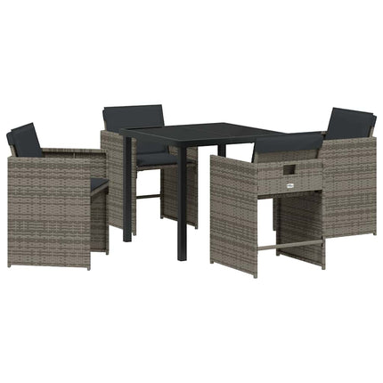 Trädgårdsmöbelset 5 pcs Grå konstrotting