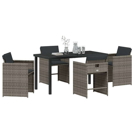 Trädgårdsmöbelset 5 pcs Grå konstrotting