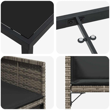 Trädgårdsmöbelset 5 pcs Grå konstrotting
