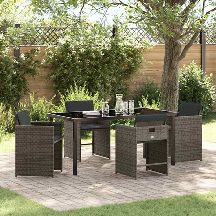 Trädgårdsmöbelset 5 pcs Grå konstrotting