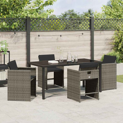 Trädgårdsmöbelset 5 pcs Grå konstrotting