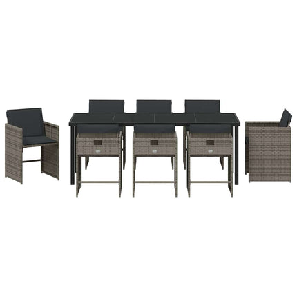 Trädgårdsmöbelset 9 pcs Grå konstrotting