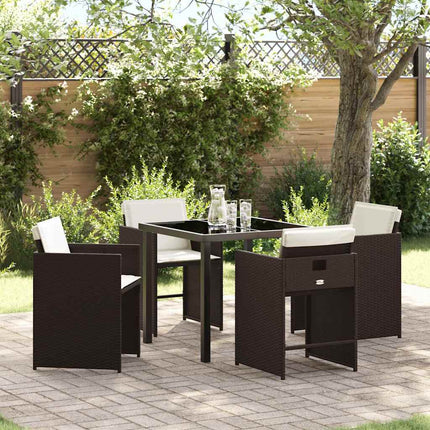 Trädgårdsmöbelset 5 pcs Brun konstrotting