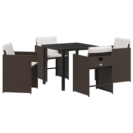 Trädgårdsmöbelset 5 pcs Brun konstrotting