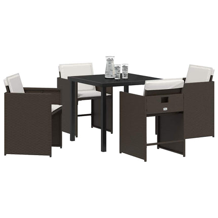 Trädgårdsmöbelset 5 pcs Brun konstrotting