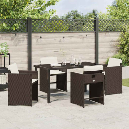 Trädgårdsmöbelset 5 pcs Brun konstrotting