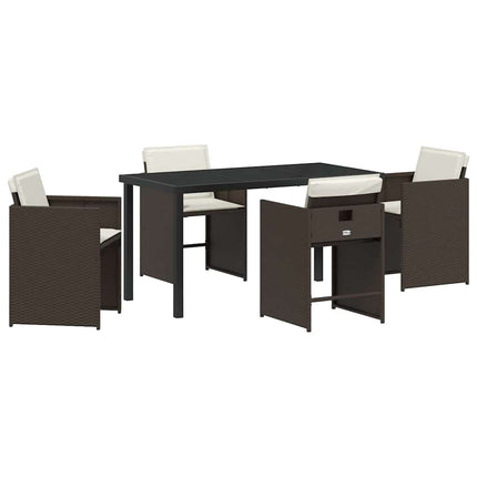Trädgårdsmöbelset 5 pcs Brun konstrotting